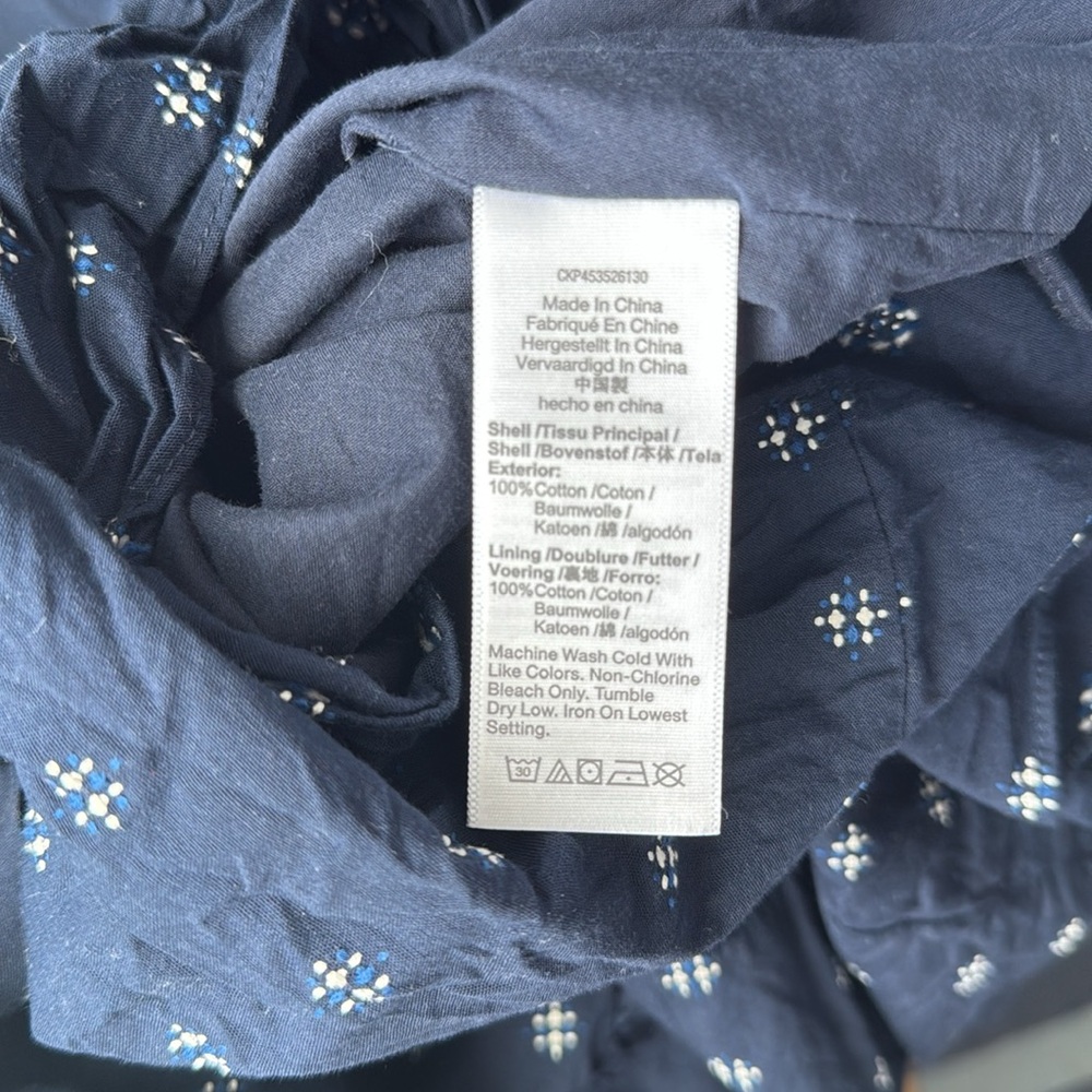 Madewell Dark Blue Dress with White Stitched Pattern | Summer Preppy Coastal - Picture 5 of 5